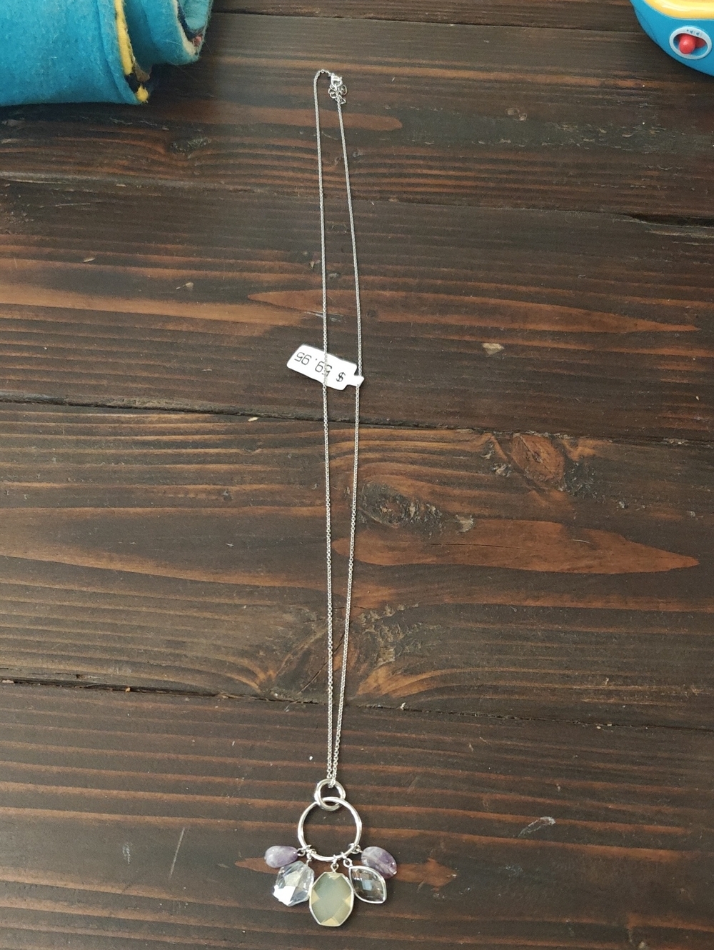 Delicate Silver Pendant Necklace with Purple and Clear Gemstones AA31 6798